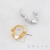 HINGED CLICKER SEGMENT RING FEATURING A VINE, ROSE, AND CLEAR HEART CZ 316L SURGICAL STEEL
